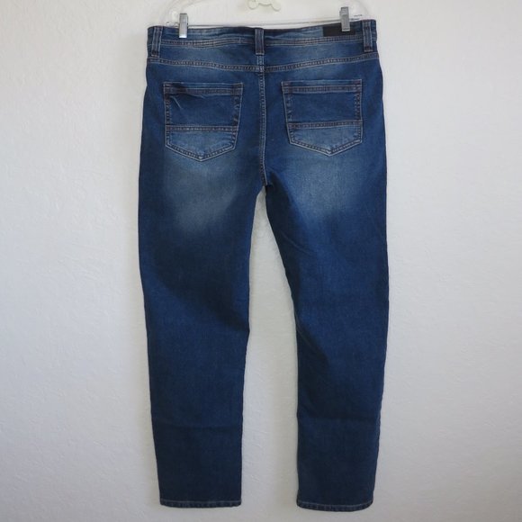 Kenneth Cole* Men's 1.5" Belt‎ Loop Denim Wash Dark Blue Jeans~ Size W34 x L30 - Picture 2 of 13